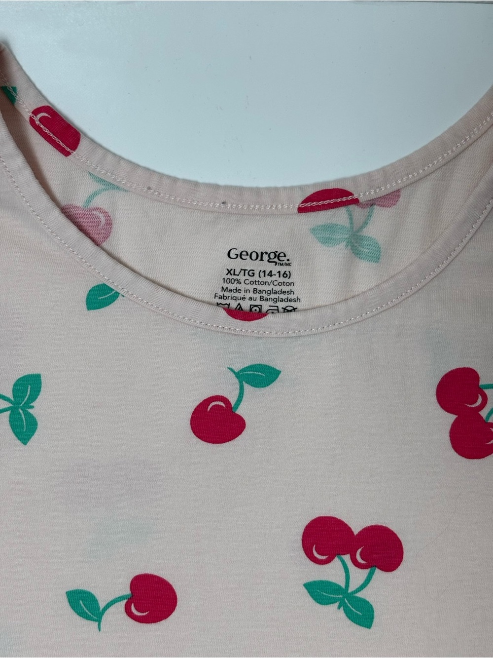 3/10$ George 100% Cotton Pink Cherry Print Flared Skater Dress XL 14-16 Summer - Picture 2 of 5